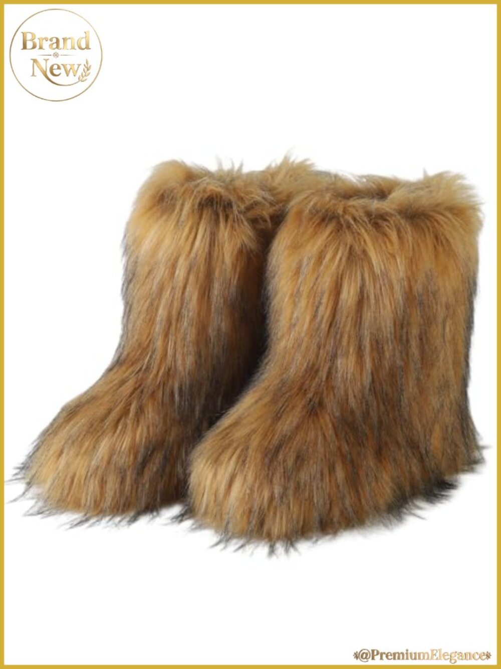Faux Fur Suede Winter Boot Round Toe Plush Mid-Calf Fuzzy Snow Boot